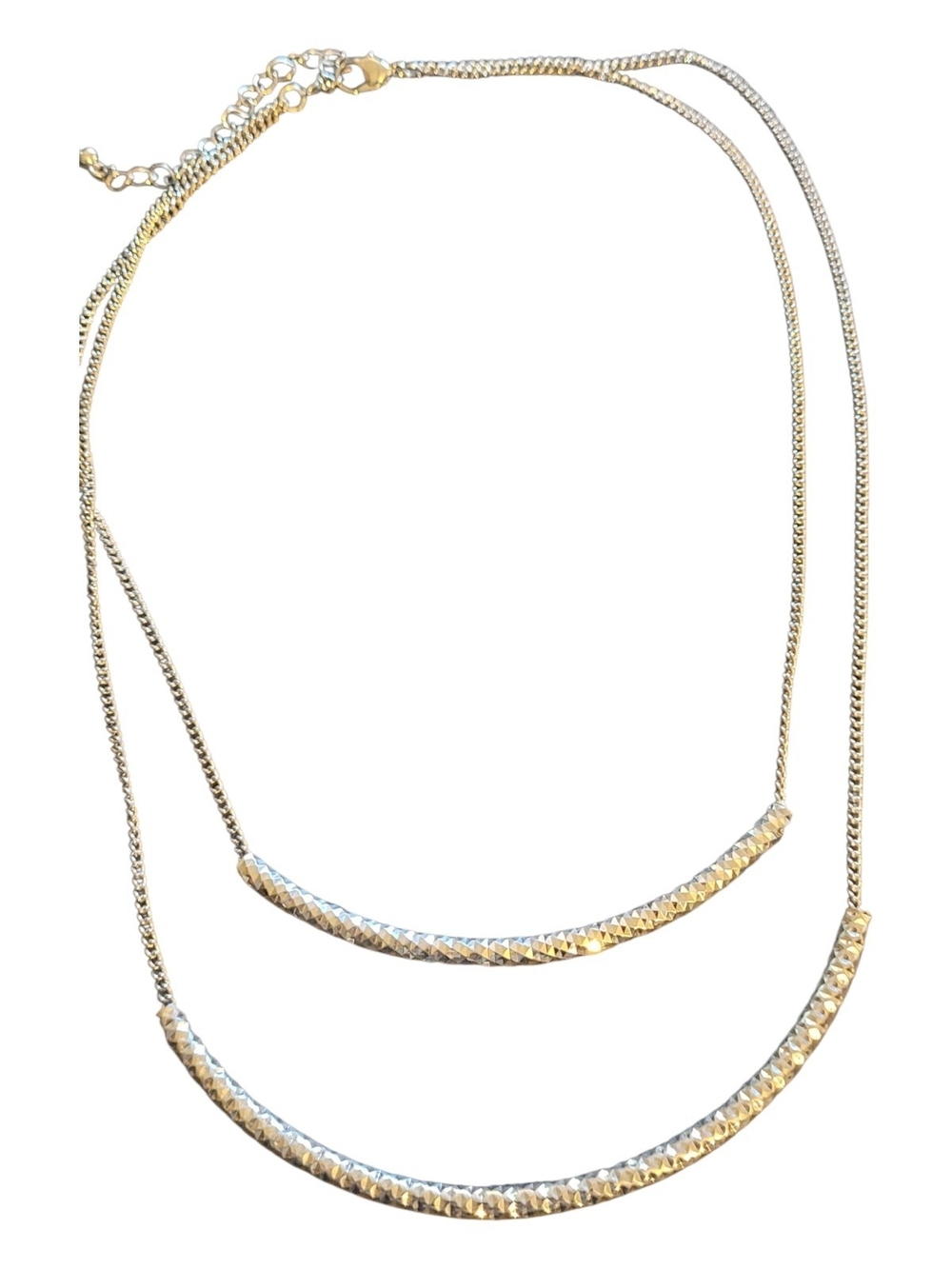 🥳5/$25!🥳 Double Layer Hammered Bar Necklace in Silver Tone